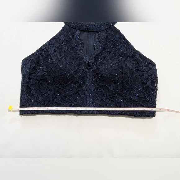 City Studio 2 Piece Lace Peekaboo A-Lined Flyaway Formal Gown W/ Pockets - Picture 8 of 14